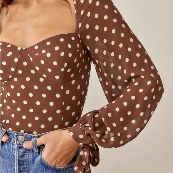 Reformation Sawtelle Sweetheart Blouse Size 8 - Picture 2 of 11